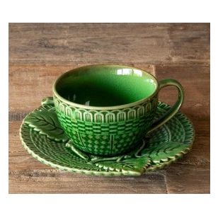Green Glazed Tea Cup & Saucer