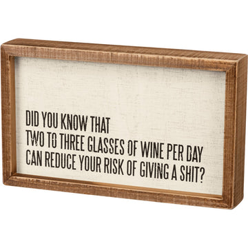 Inset Box Sign - Wine Can Reduce Your Risk