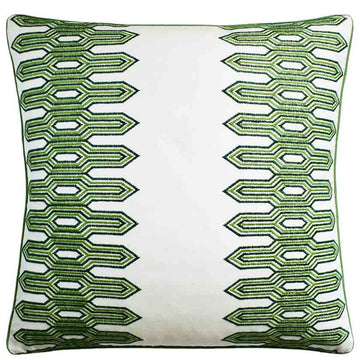 Nola Stripe Embroidery (Green) 22x22 Pillow
