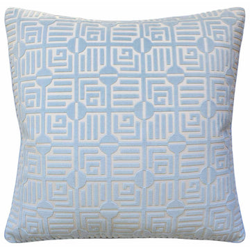 Labyrinth Velvet Pillow - Spa Blue