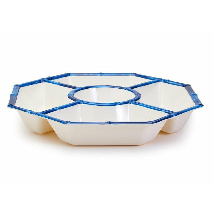 Blue Bamboo Touch Chip and Dip Bowl with Bamboo Rim