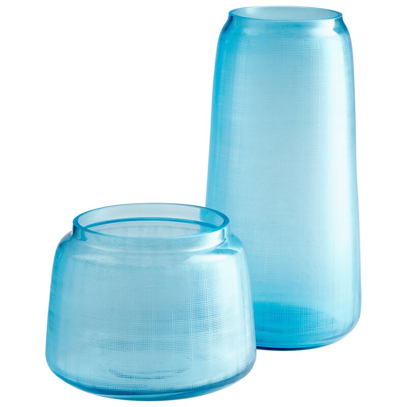Blue Griddled Sky Large Table Vase