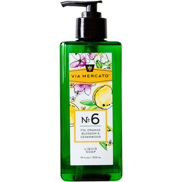 Via Mercato No.6 Liquid Hand Soap 12oz - Fig, Orange Blossom & Cedarwood