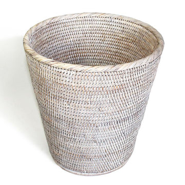 Small Round Waste Basket - White Wash