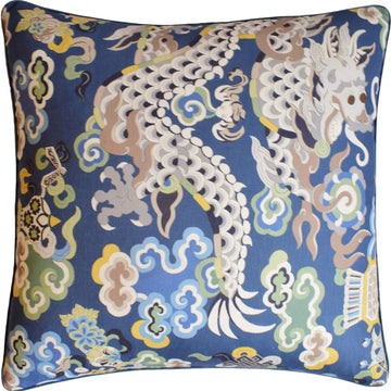 Ming Dragon Print Lapis Pillow