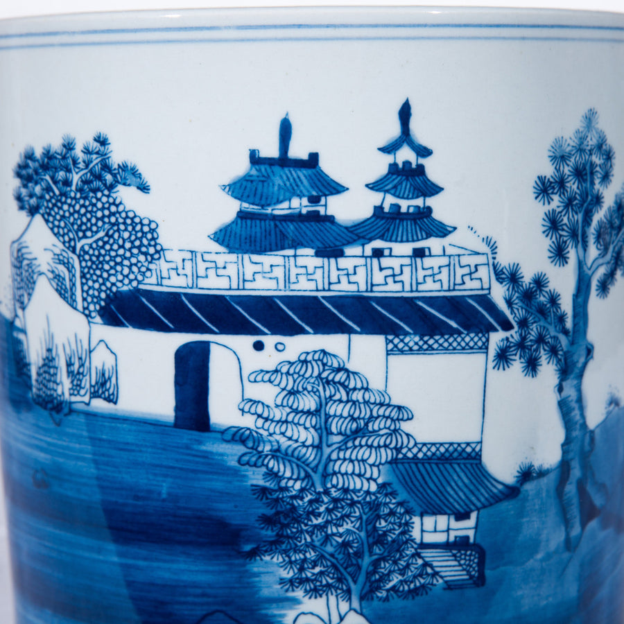 Blue And White Mountaintop Temple Orchid Pot