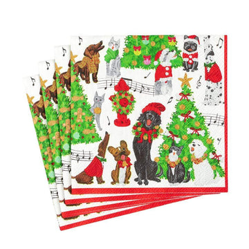 Caroling Pets Paper Luncheon Napkins