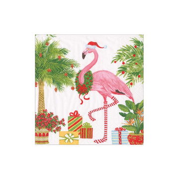 Christmas Flamingos Paper Cocktail Napkins
