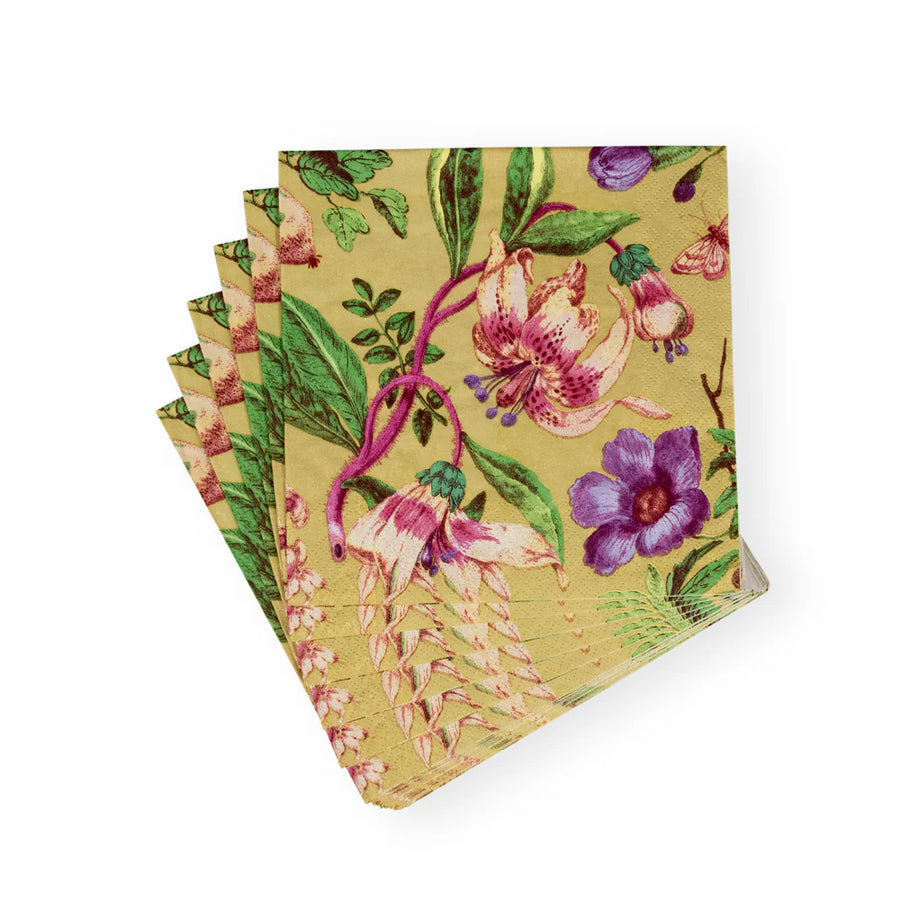 Porcelain Blooms Gold Luncheon Napkins