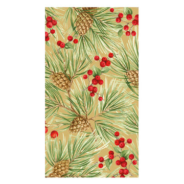 Evergreen And Berries Gold Guest Towels