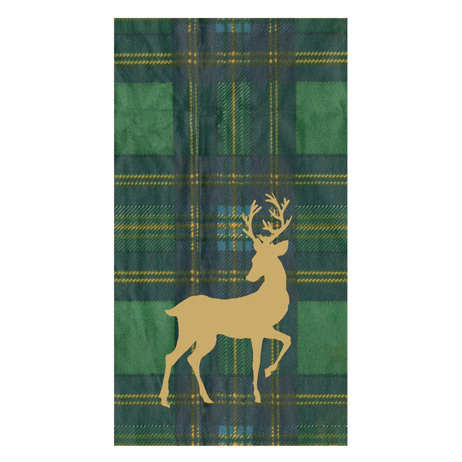 Reindeer Tartan Green Guest Towels