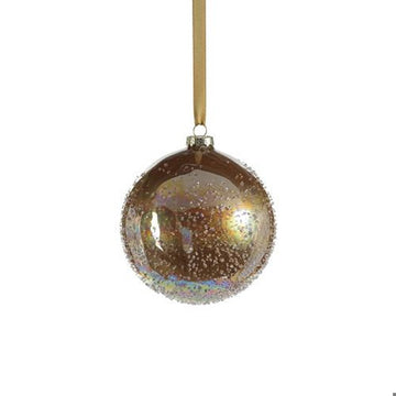 Golden Sugar Bead Luster Glass Ball Ornament