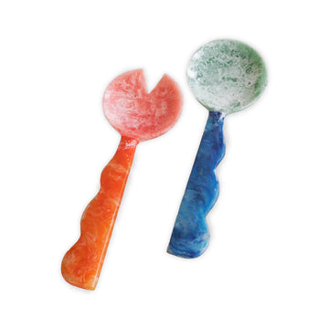 Resin Rio Bubble Salad Servers Orange And Blue