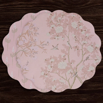 Pink & White Chinoiserie Reversible Round Placemats