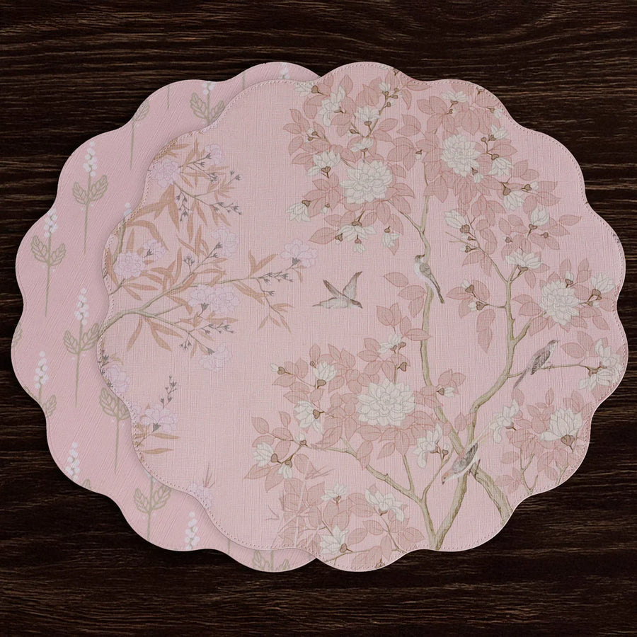 Pink & White Chinoiserie Reversible Round Placemats