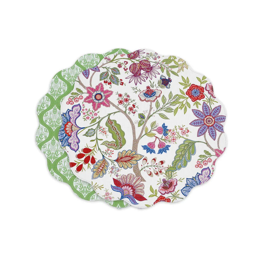 Periwinkle Peach Blooms & Branches Reversible Round Placemats