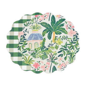 Cabana Reversible Round Placemats Pink & Green