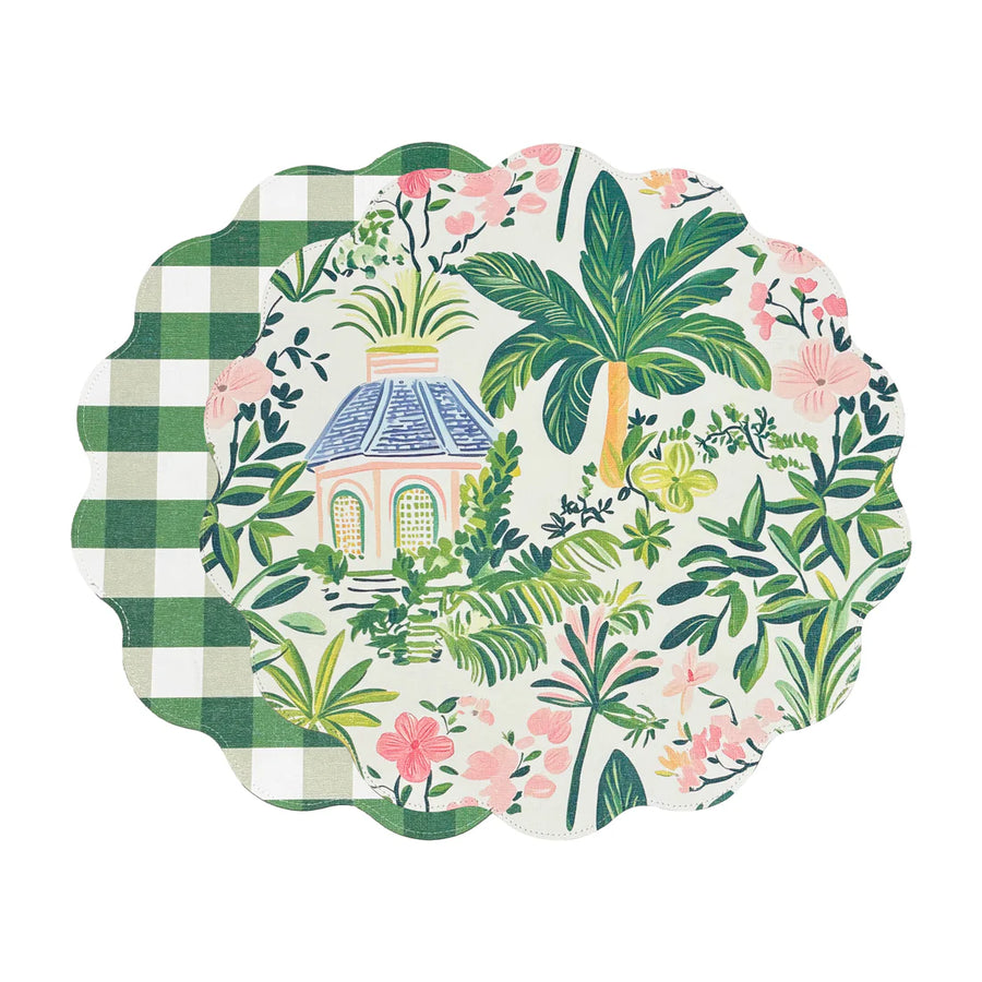 Cabana Reversible Round Placemats Pink & Green