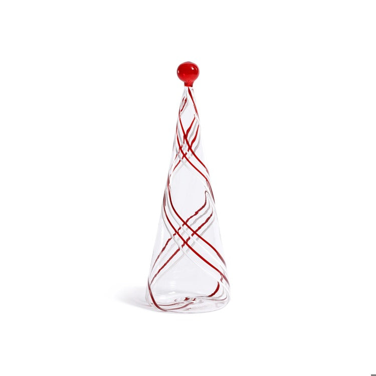 Glass Tree Red & White Swirl