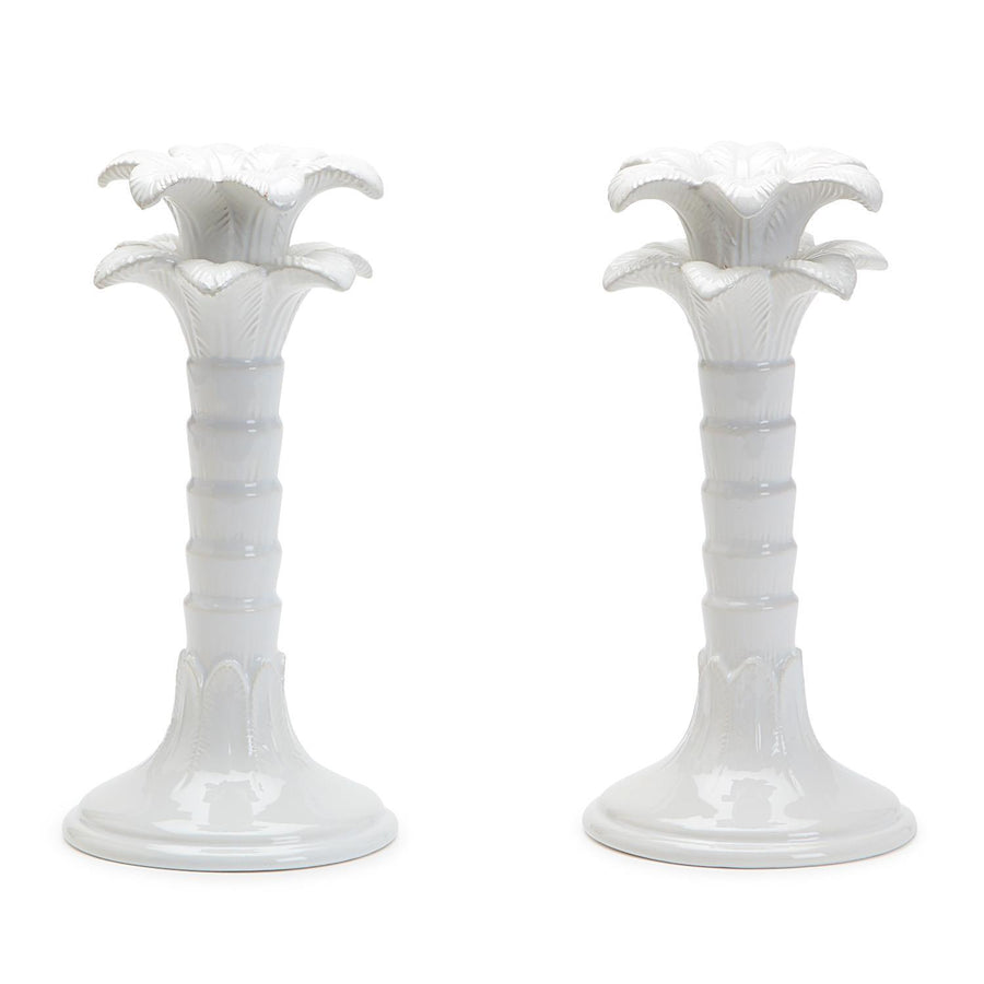 Palm Leaf Taper Candlestick Holders