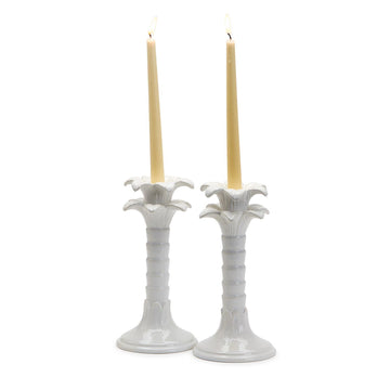 Palm Leaf Taper Candlestick Holders