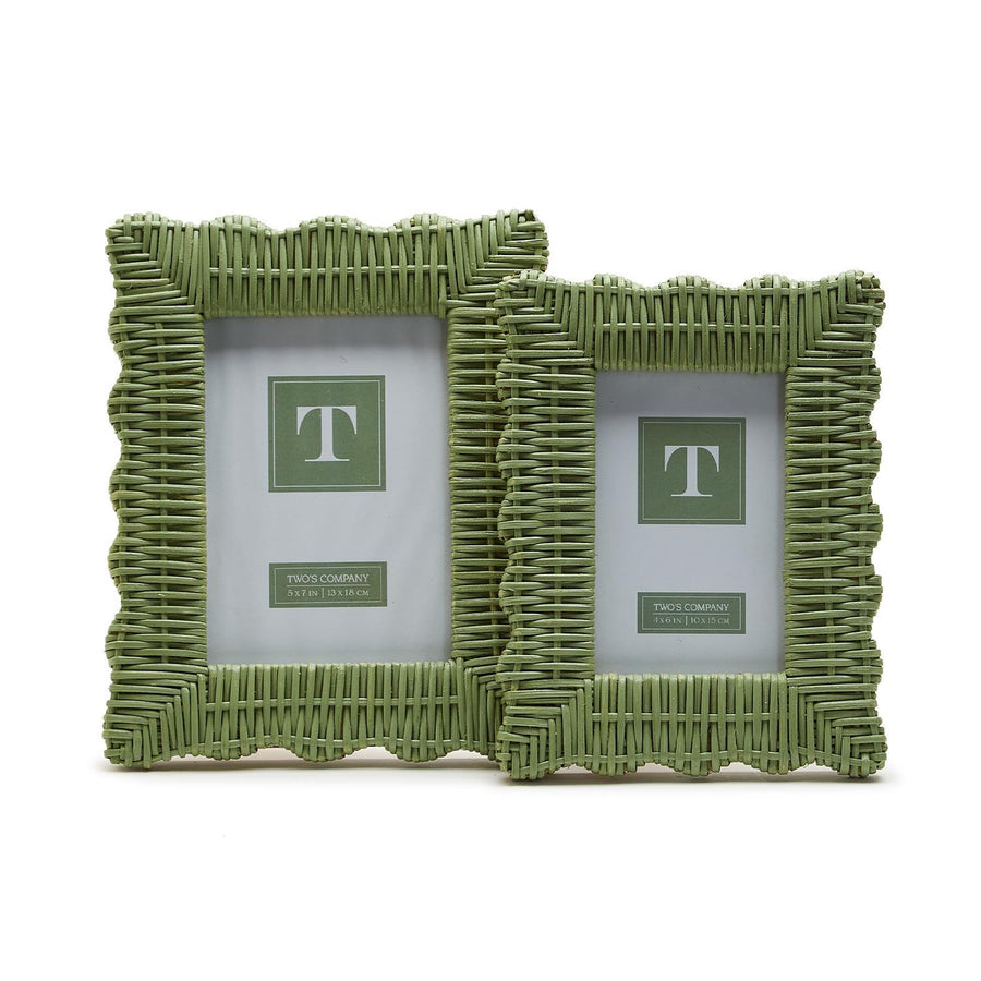 Medium Green Wicker Photo Frame