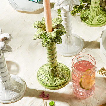 Green Palm Leaf Candlestick