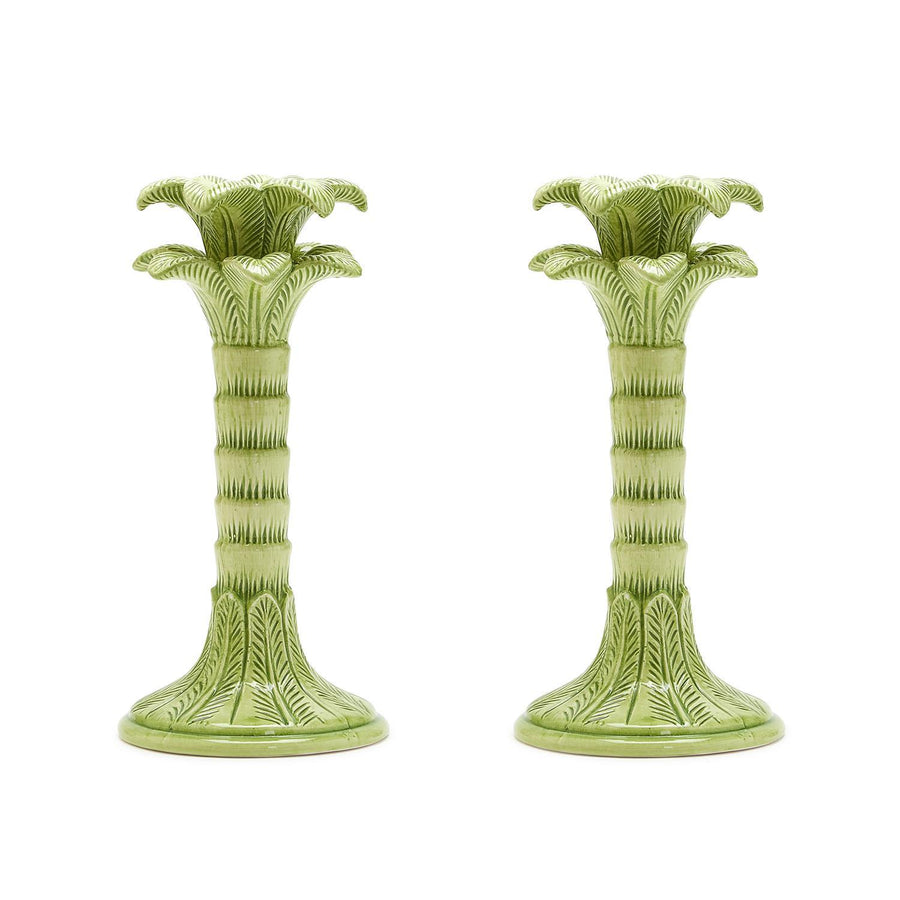 Green Palm Leaf Candlestick