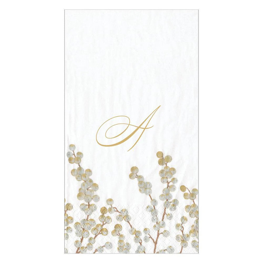 Berry Branches Initial Paper Guest Towel Napkins - A