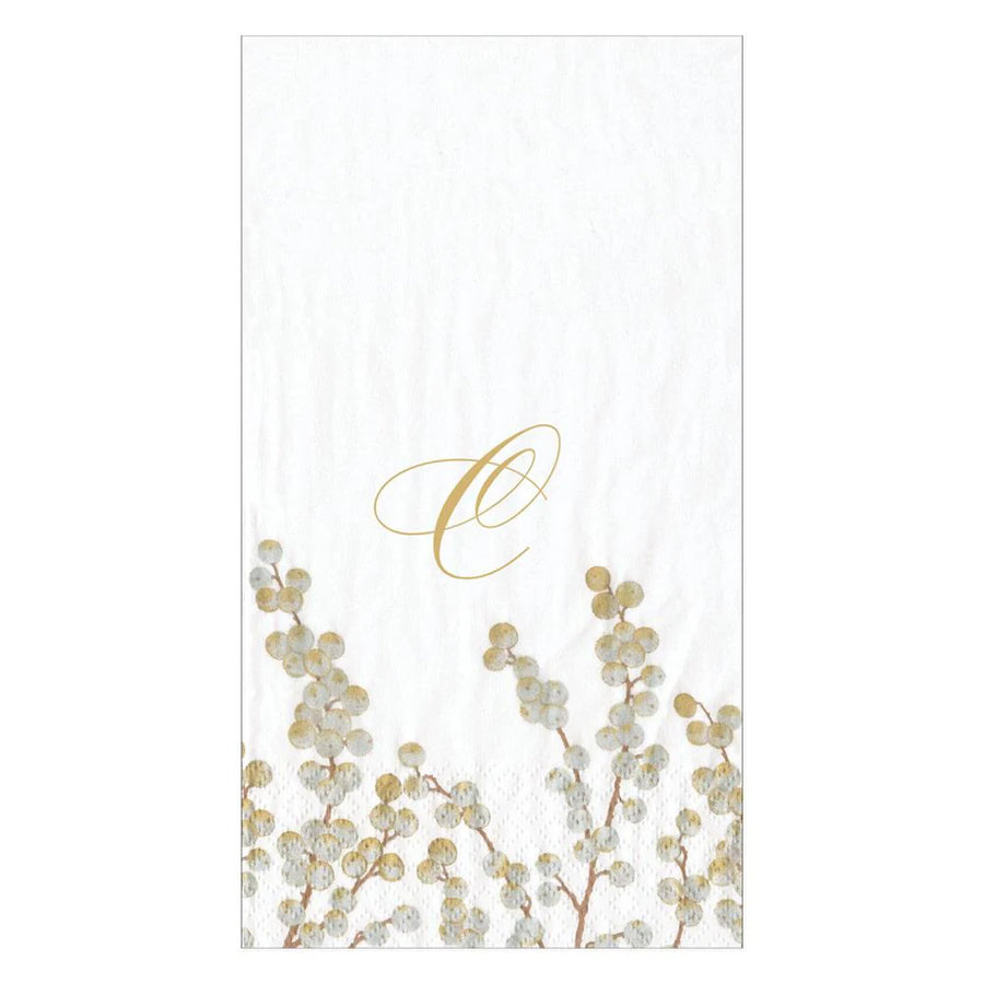 Berry Branches Initial Paper Guest Towel Napkins - C