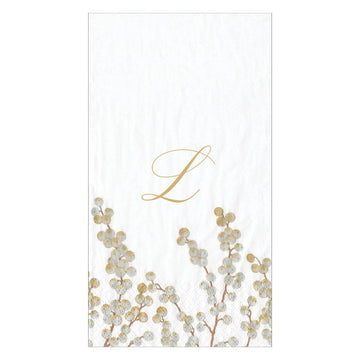 Berry Branches Initial Paper Guest Towel Napkins - L