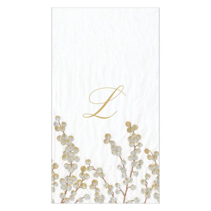 Berry Branches Initial Paper Guest Towel Napkins - L