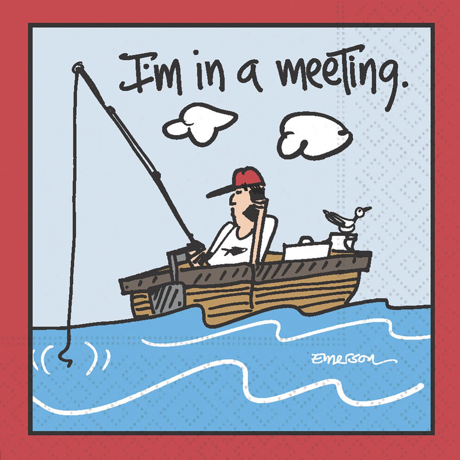 In a Meeting Fishing Beverage Napkin