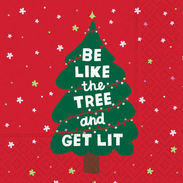 Lit Tree Beverage Napkin