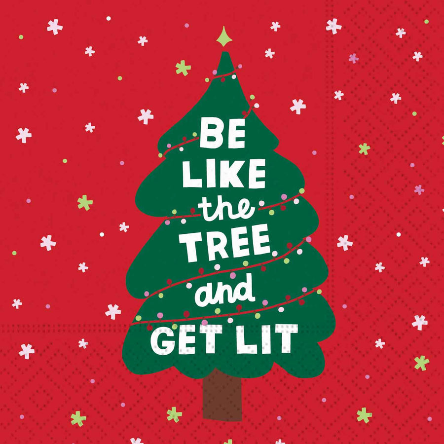 Lit Tree Beverage Napkin