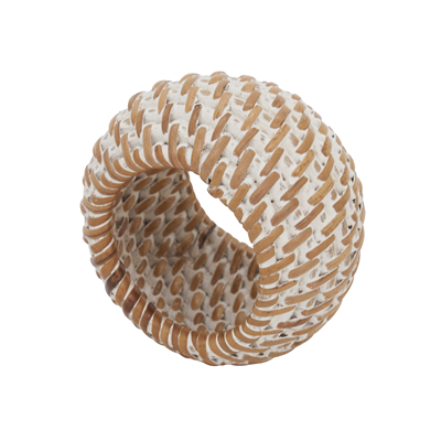 Woven Rattan Napkin Ring White