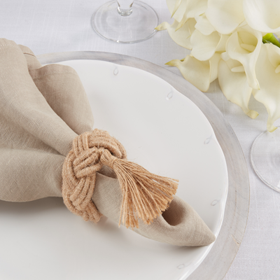 Braided Tassel Napkin Ring Nat