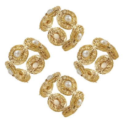 Pearl Bead Napkin Ring Gold