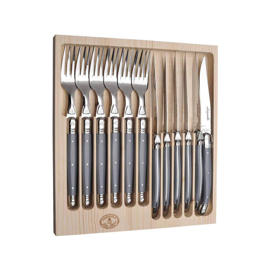 12 Pc Cutlery Set with Gray Handles