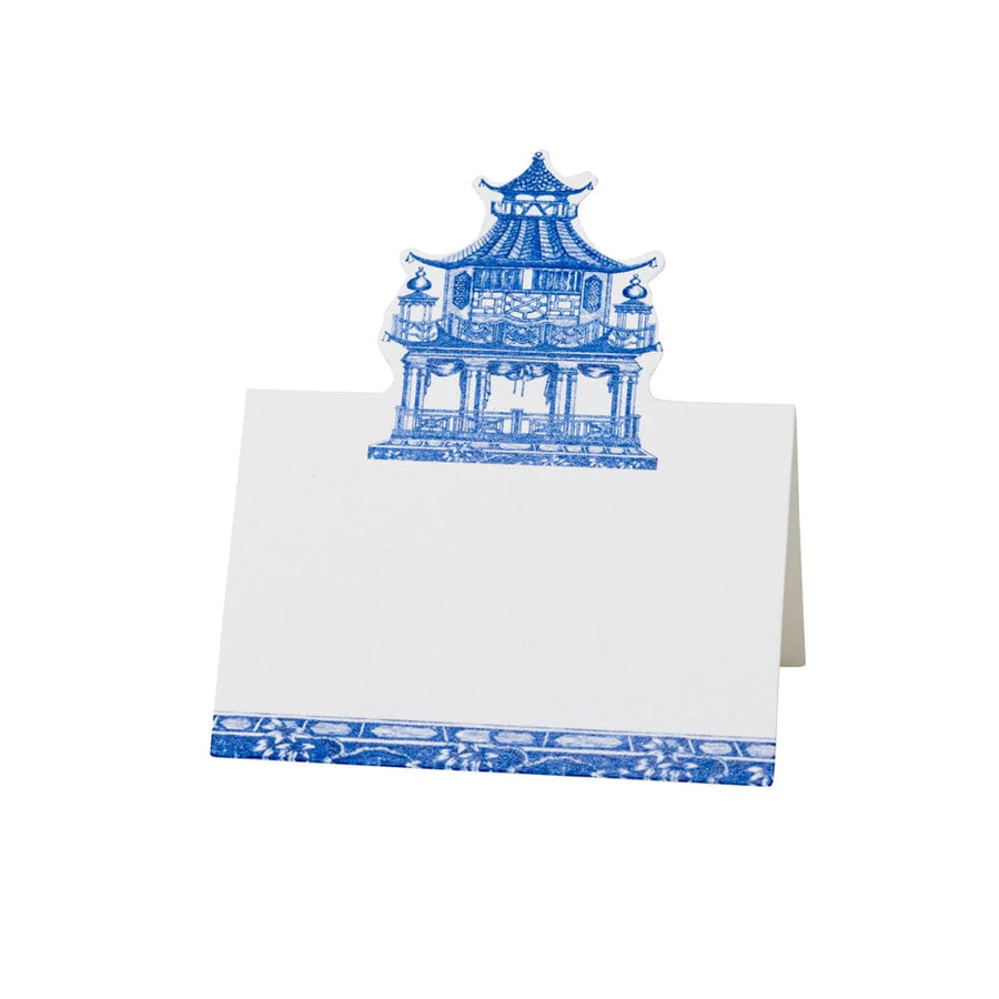 Chinoiserie Toile Pagoda Place Cards in Blue