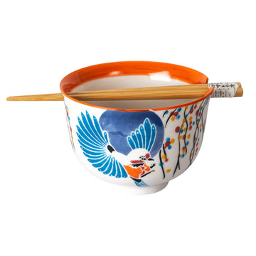 Mejiro Bird Donburi Bowl With Chopsticks