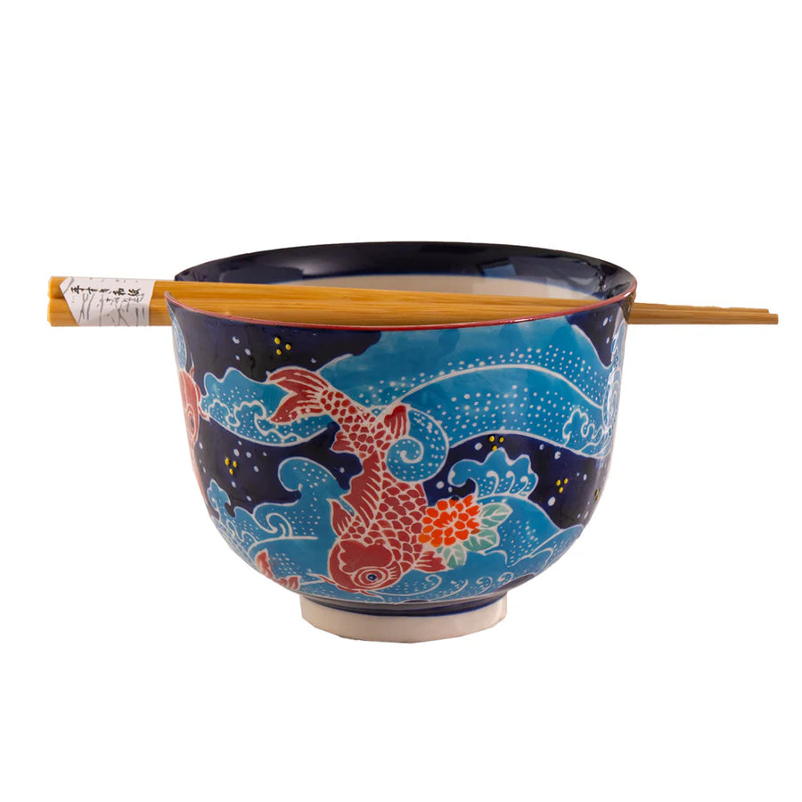 Donburi Bowl Chopsticks Koi Wave