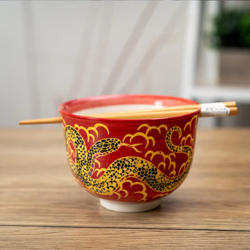 Bowl Chopsticks Snake Red