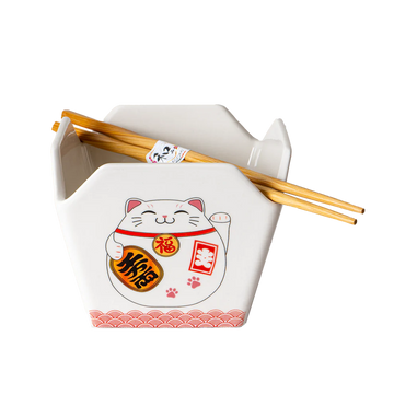 Take Bowl Chopsticks Lucky Cat