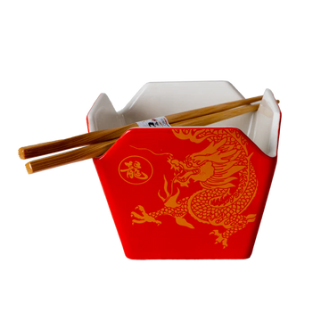 Dragon Takeout Box Serving Bowl with Chopsticks