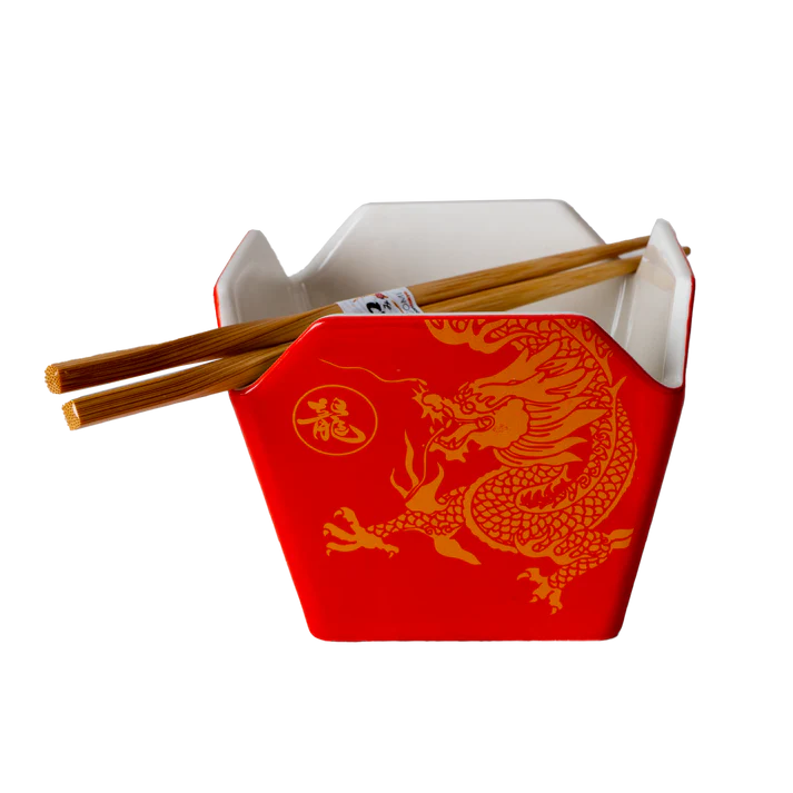 Dragon Takeout Box Serving Bowl with Chopsticks