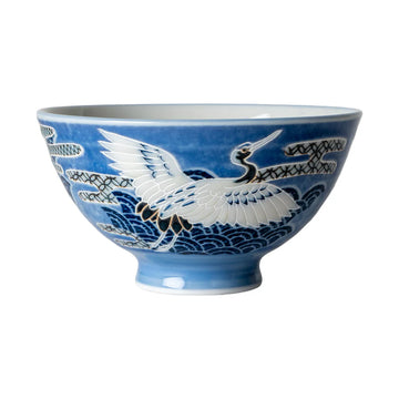 Crane Design Porcelain Rice Bowl