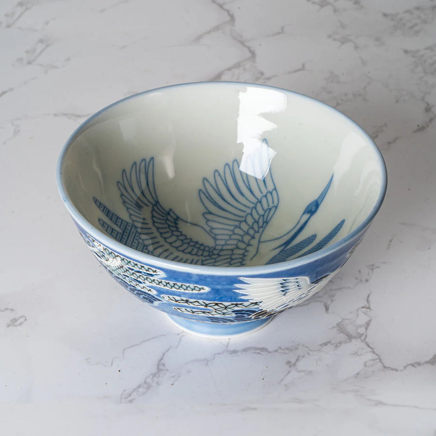 Crane Design Porcelain Rice Bowl