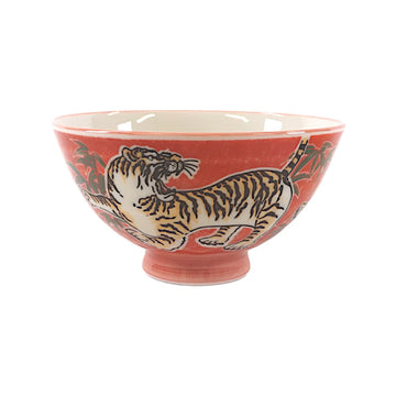 Tiger Design Rice Red Bowl