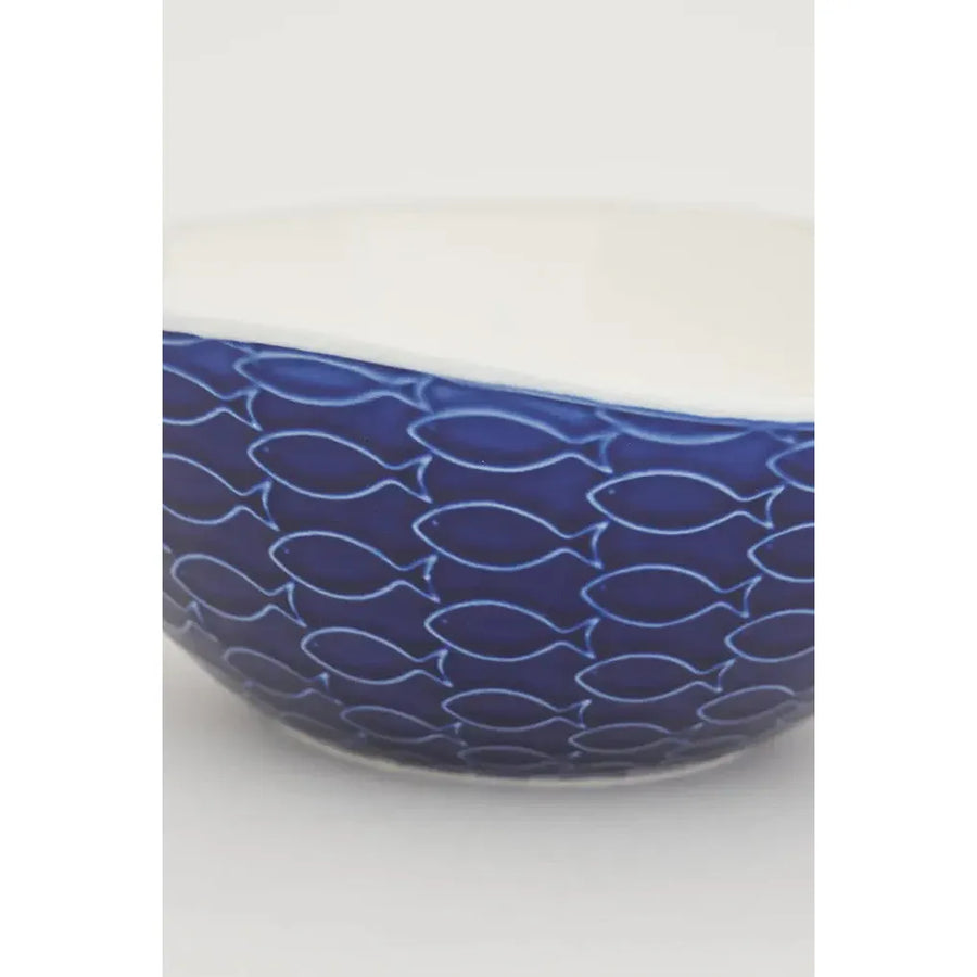 Large Ceramic Bowl with Embossed Fish